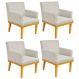 Kit 04 Poltronas Decorativa Para Sala de Estar Base Mel Beatriz W01 Suede Bege - Lyam Decor