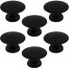 Conjunto de 6 Puxadores 200 Tucson Ponto Preto Fosco Para Móveis Armários e Gavetas