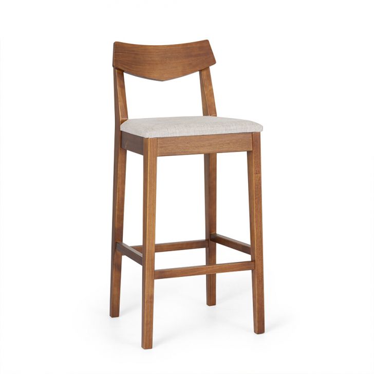 Banqueta Loop Linho Bege e Garapa