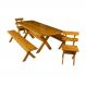 Conjunto Mesa 3m 2 Bancos | Banquetas Sem Encosto e 2 Cadeiras Madeira Maciça Angelim