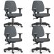 Kit 04 Cadeiras de Escritório Giratória Executiva Ergonômica Job L02 Linho Chumbo - Lyam Decor