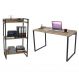 Conjunto Escritório Estilo Industrial Mesa 135cm e Estante 60cm 3 Prateleiras Prisma C08 Carvalho - Mpozenato