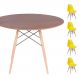 Conjunto Mesa Eames Eiffel DSW Redonda Imbuia 90cm + 4 Cadeiras Eames DSW - Amarela