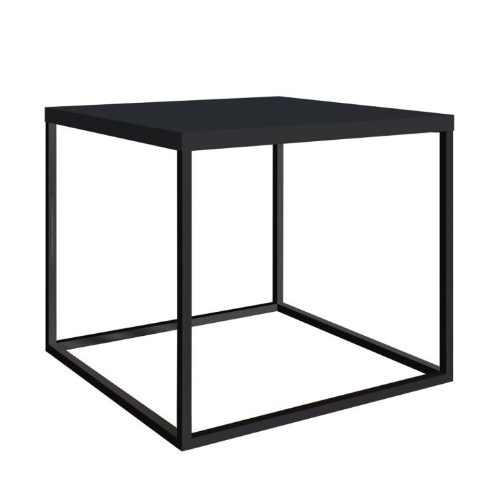 Mesa Lateral Estilo Industrial Cube Preto Texturizado/Preto - Artesano