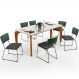 Mesa Capri 160cm Off White E 6 Cadeiras Allana B05 Facto Verde Musgo Linho Cinza Escuro - Lyam Decor