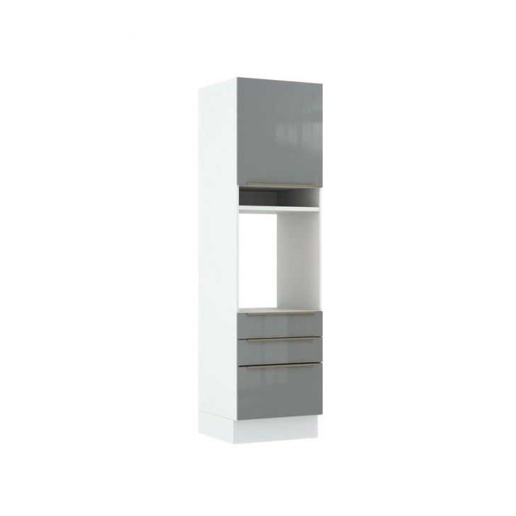 Torre Quente Madesa Lux 60 cm 1 Porta 3 Gavetas - Branco/Cinza