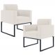 Kit 02 Poltronas Decorativas para Sala e Recepção Base Fixa De Metal Helô L02 Linho Cru - Lyam Decor