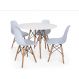 Conjunto de Jantar Mesa Eiffel 90cm Branca + 4 Cadeiras Eiffel DKR Brancas