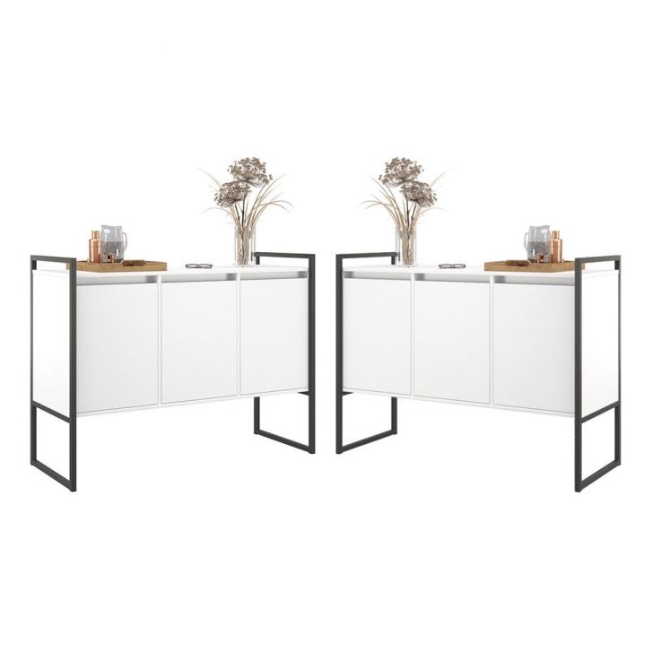 Buffet Industrial 3 Portas Branco Conjunto 2 Unidades