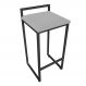 Banqueta Pietra Suede Cinza Base Preto D'Rossi