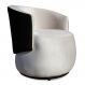 Poltrona Orgânica Decorativa Lara Veludo Bege/PU Preto - Montanaris Decor