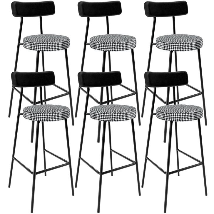 Kit 06 Banquetas Alta Cozinha Sala Jantar Em Aço Milão L02 Couríssimo Preto Pied Poule - Lyam Decor
