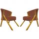 Kit 2 Poltronas Decorativa Para Sala Recepção You Suede Terracota Braça Amadeirada