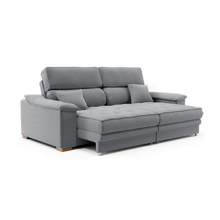 Sofá 3 Lugares Retrátil E Reclinável Lupin Linho Cinza 180 Cm