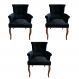 Kit 3 Cadeiras de Jantar Belford Veludo Preto Pés de Madeira Design Sofisticado G48 - Gran Belo