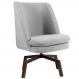 Poltrona Decorativa Giratória Base Ka Pérsia D02 Linho Cinza C-315 - Lyam Decor