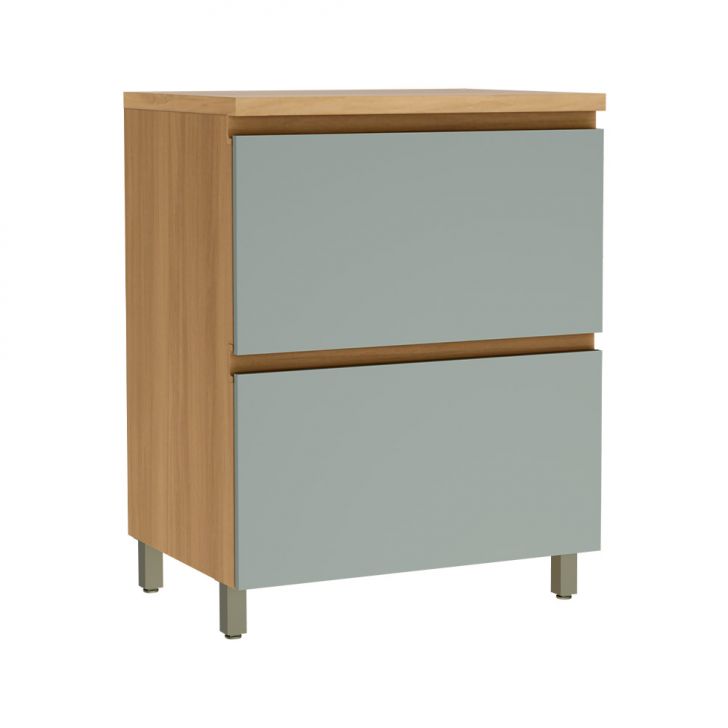 Balcão de Cozinha Rainha com Tampo 1 Porta 1 Gaveta Nature e Verde 70 cm