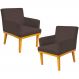 Kit 02 Poltronas Decorativas Para Sala de Estar Base Mel Beatriz W01 Suede Marrom - Lyam Decor
