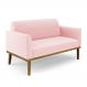 Poltrona Namoradeira Decorativa Isabella Pés Fixo em Madeira Castanho Suede Rosa Bebê G19 - Gran Belo