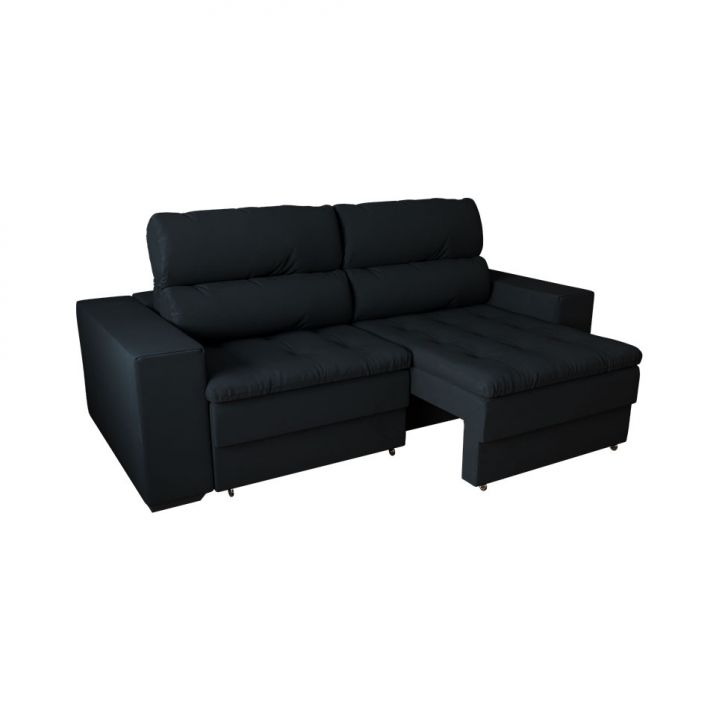Sofá 2 Lugares Retrátil E Reclinável Montevideo Suede Preto