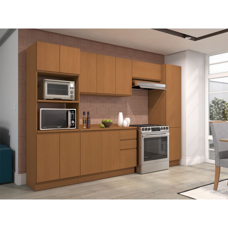 Cozinha Compacta Valence 12 Portas 3 Gavetas Canela