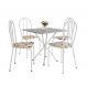 Conjunto de Mesa Quadrada com Tampo Granito e 4 Cadeiras Léia Revestimento Sintético Branco e Cedro