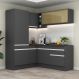 Armário de Cozinha Completa de Canto com Rodapé Veneza Multimóveis MP2088.898 Preto/Branco