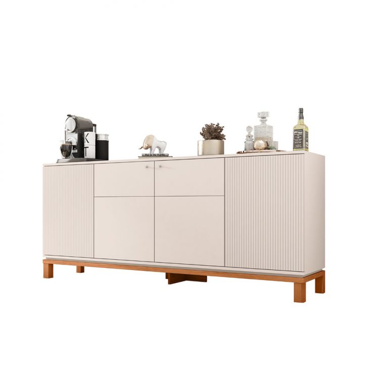 Buffet Mondrian 4 Portas Off White e Freijó
