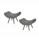 Conjunto 02 Puffs Banqueta Emília Em Suede Liso Cinza - DS Móveis