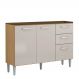 Balcão de Cozinha para Pia 120cm 3 Portas 2 Gavetas Livy P11 Damasco/Off White - Mpozenato
