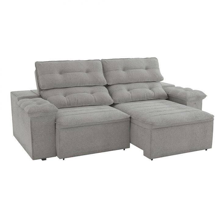 Image of Sofá 4 Lugares Retrátil E Reclinável Siena Bouclé Cinza PLA-KA161UP10KGZMOB