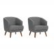 Conjunto com 2 Poltronas Betania Linho Mescla Cinza e Madeira