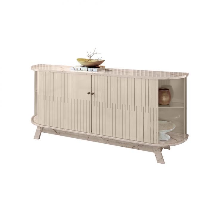 Buffet Mônaco 4 Portas 2 Gavetas Off White e Calacata