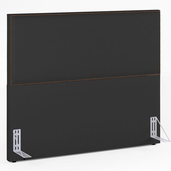 Cabeceira Cama Box Queen Com Tachas 160 cm Vicenza L02 Suede Preto - Lyam Decor