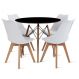 Conjunto Mesa Preta Eames 90cm E 4 Cadeiras Leda Branca
