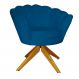 Poltrona Decorativa Pétala Pés Madeira Giratório Suede Azul Royal - DS Estofados