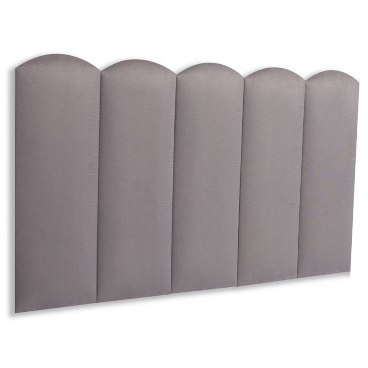 Cabeceira Solteiro Estofada Para Cama Box Kit 5 Placas Adesivas - Modelo Nuvem Suede Cinza