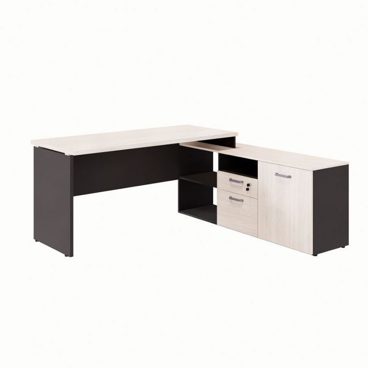 Mesa de Escritório Yaris 1 PT 2 GV Carvalho Berlin e Preta