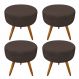 Kit 4 Puffs Banqueta Redonda Nina Suede Marrom Pés Palito Castanho - Pallazio