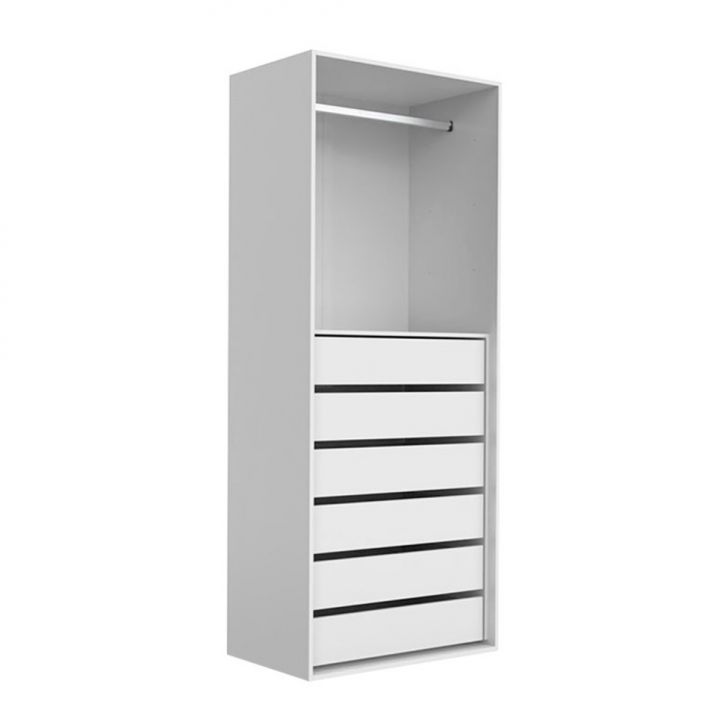Guarda-roupa Modulado New Tuyo 6 Gavetas E 1 Cabideiro Branco 90 Cm