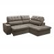 Image of Sofá 4 Lugares Retrátil e Reclinável Arezzo com Chaise Direito Veludo Castor FE691UP00DUTMOB