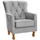 Poltrona para Sala Decorativa c/ Capitonê Carrara Veludo Prata