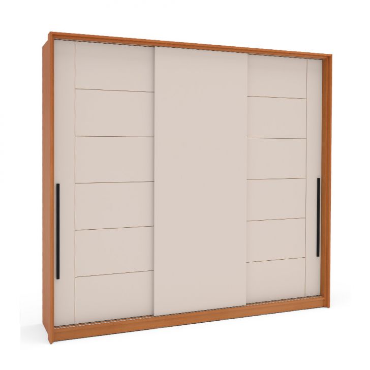 Guarda-roupa Casal Lisboa 3 Portas 4 Gavetas Freijó E Creme