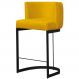 Banqueta Estofada Emily Base Preto Veludo Amarelo - Montanaris Decor