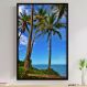 Quadro Decorativo Paisagem Coqueiros Praia e Céu Azul-24x34Cm