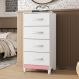 Comoda Siria 4 Gavetas Branco Rosa