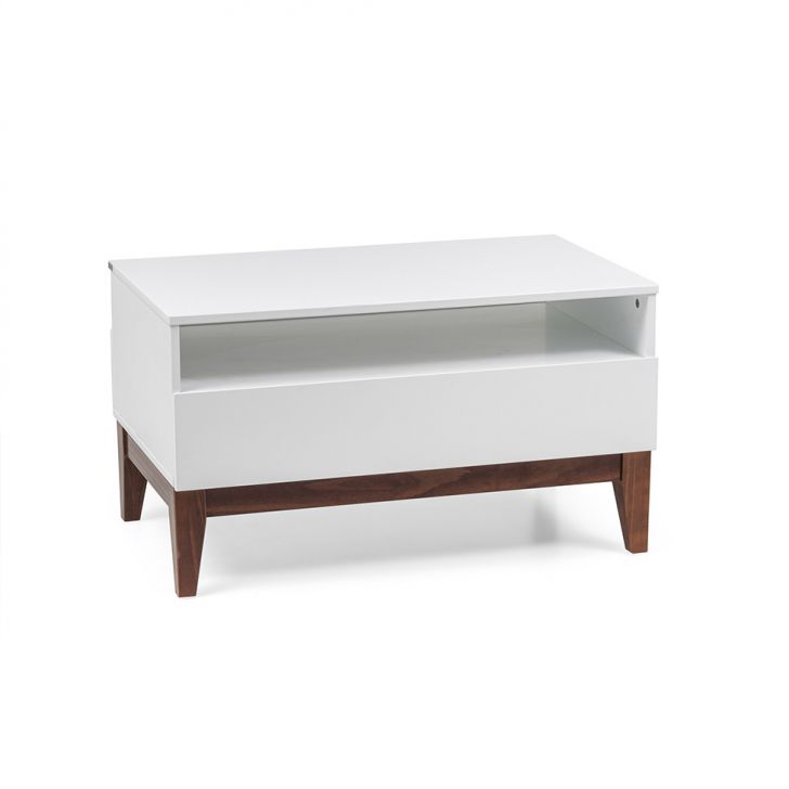 Mesa de Centro Retangular Fresh 1 Gaveta Branca e Imbuia