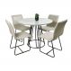 Conjunto Sala de Jantar Rubi Off White com 4 Cadeiras Cristal Couro Pérola Base Preto