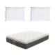 Colchão Casal Safira Plush Molas Ensacadas (34x138x188) Branco e Cinza com 2 Travesseiros Guldi Soft Nasa Branco