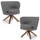 Kit 02 Poltronas Decorativas Melissa Base Giromad Giratória B-317 Veludo Cinza - Domi